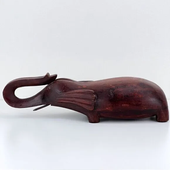 Vintage 1950's Opium Den Pillow: Hand-Carved 16 Chinese Wood Elephant Pillow